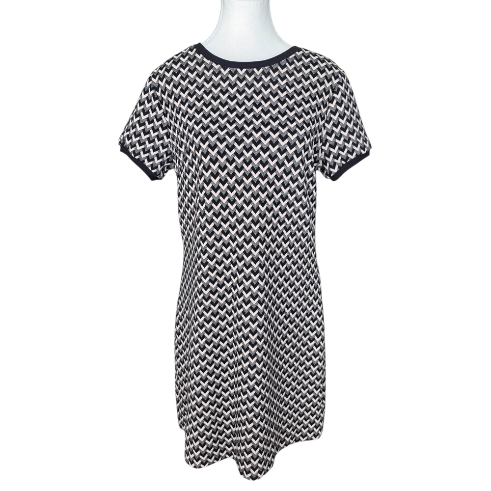 Suzy Shier Printed Pattern Black And Cream Dress Size Large